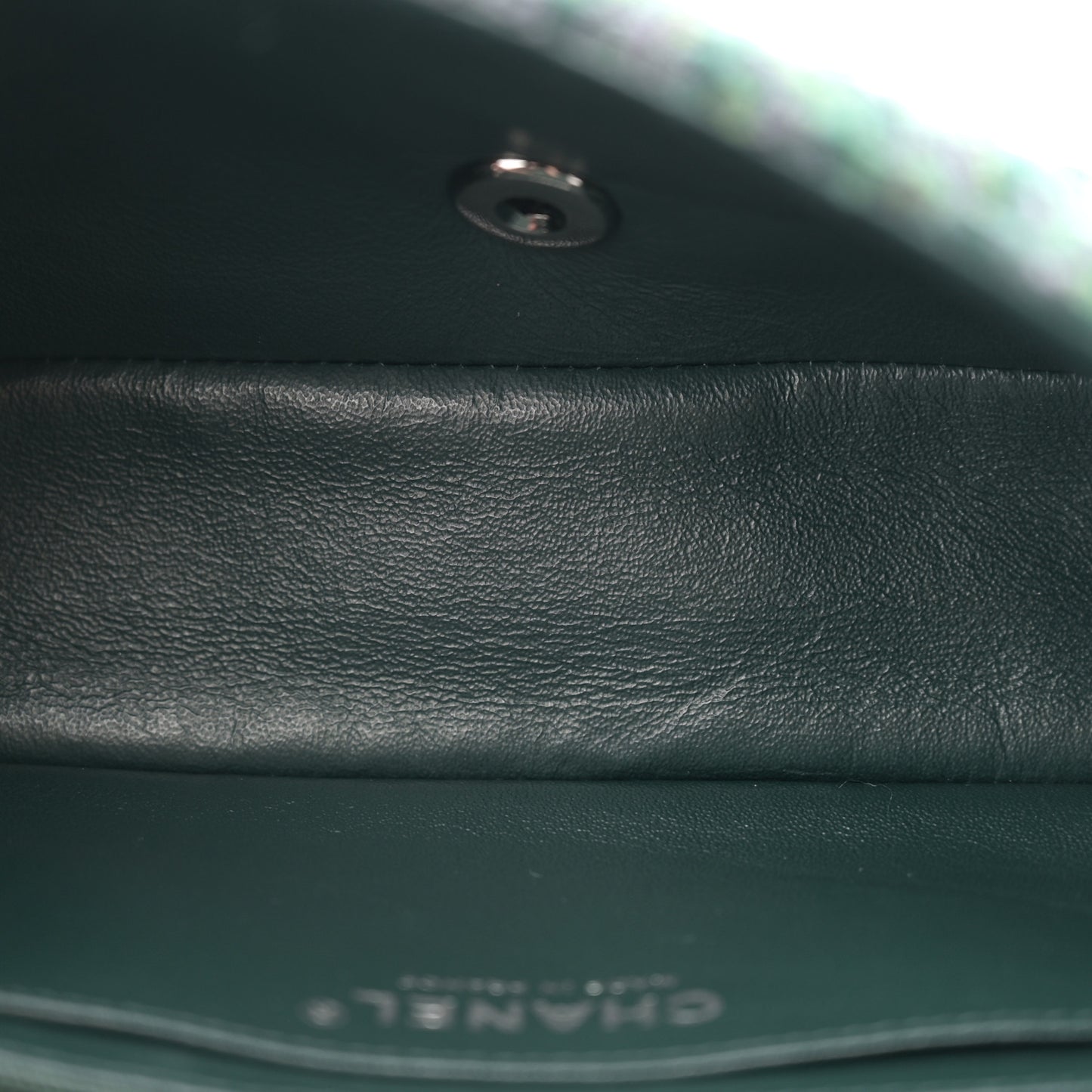 Wool Tweed Quilted Mini Rectangular Flap Green
