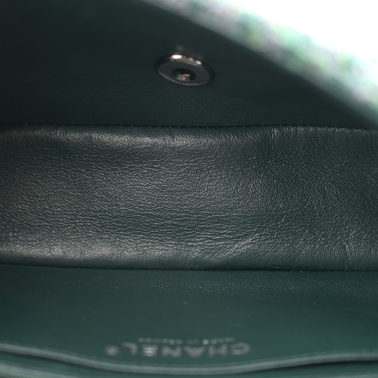 Chanel Wool Tweed Quilted Mini Rectangular Flap Green 5 of 10