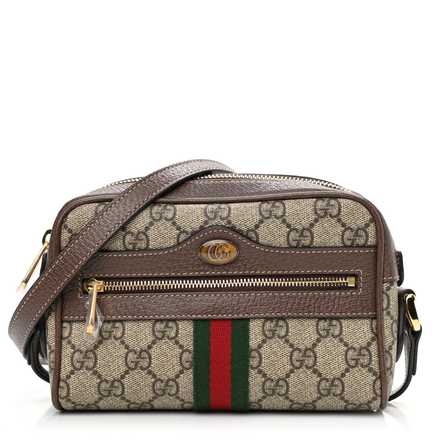 GG Supreme Monogram Web Mini Ophidia Shoulder Bag Brown