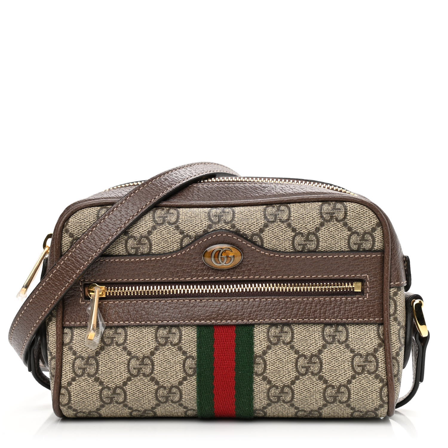 Gucci GG Supreme Monogram Web Mini Ophidia Shoulder Bag Brown 1 of 9