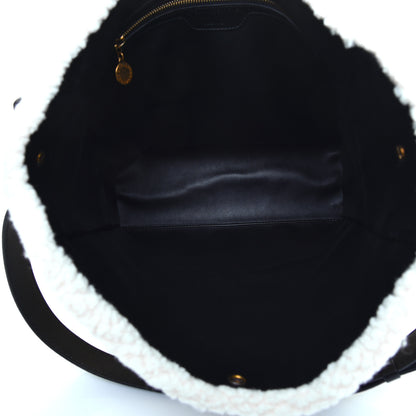 Stella McCartney Eco Alter Nappa Shearling Popper Bucket Bag Black White 5 of 8