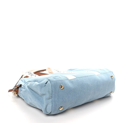 Chloe Canvas Denim Woody Diaper Bag Blue Tan 5 of 10