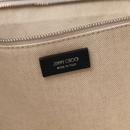 Jimmy Choo Canvas Embroidered Logo Tote Denim Milk 6 of 11