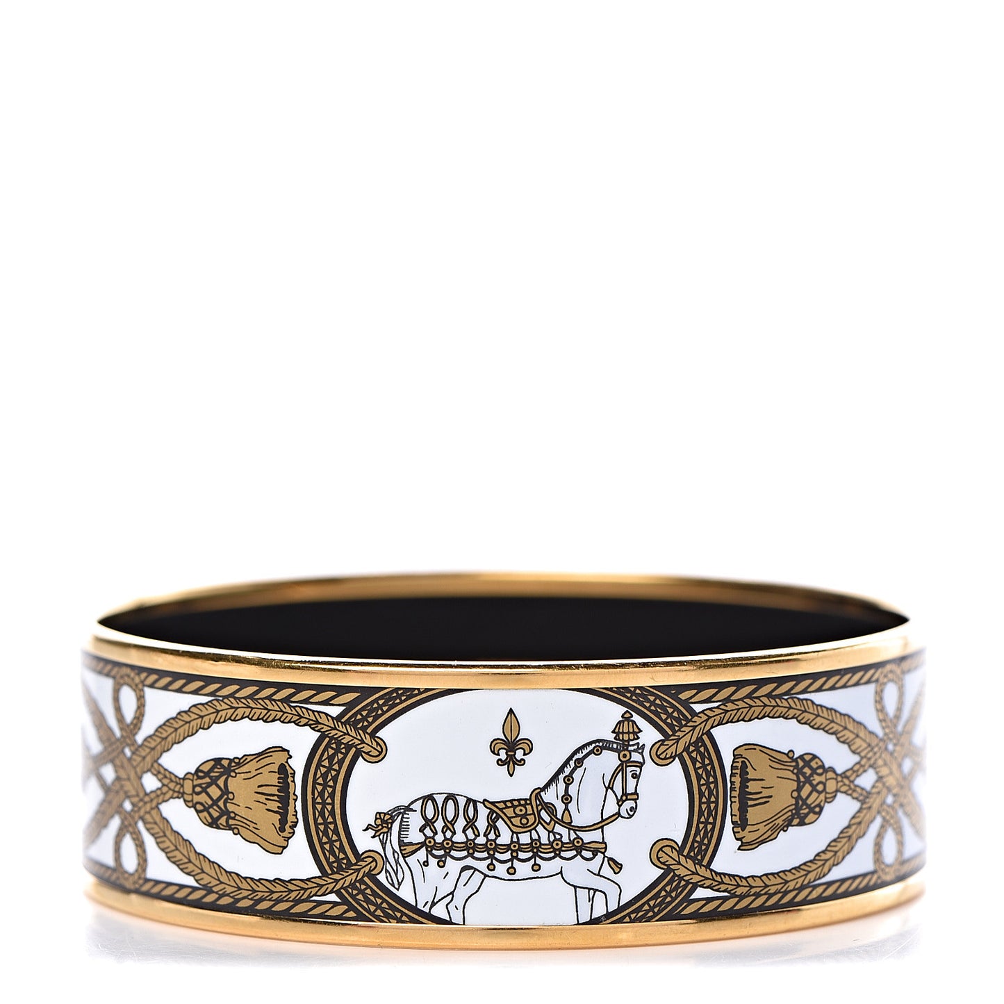 Enamel Printed Wide Grand Apparat Bracelet 70 White