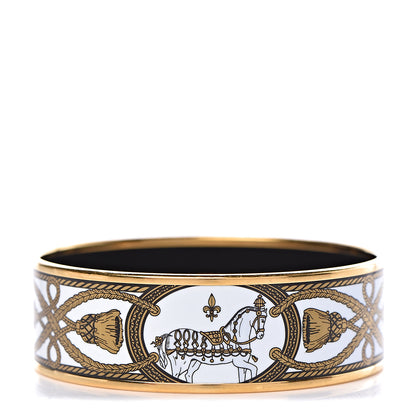 Hermes Enamel Printed Wide Grand Apparat Bracelet 70 White 1 of 6