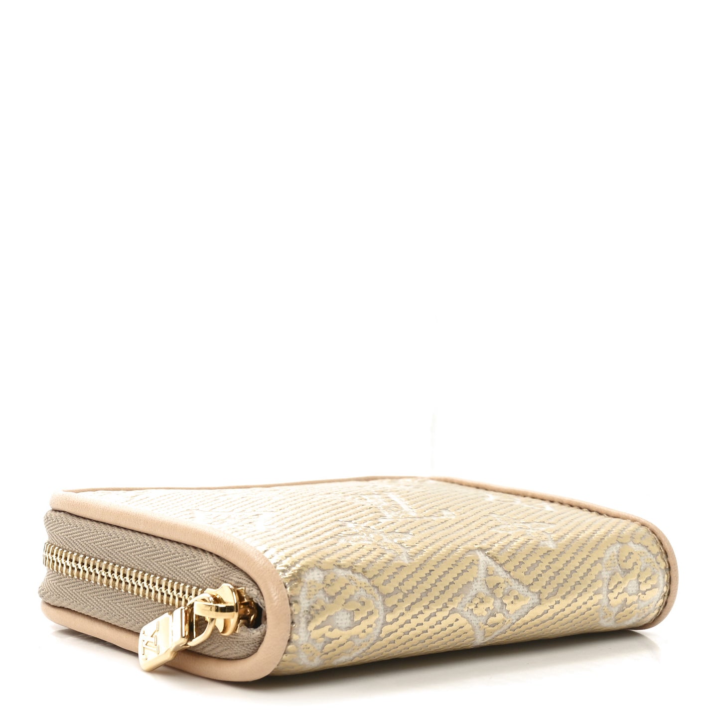 Lurex Jacquard Monogram Zippy Coin Purse Beige