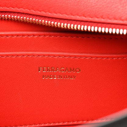 Salvatore Ferragamo Calfskin Mini Hug Crossbody Bag Black Flame Red 6 of 9