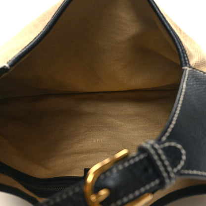 Gucci Canvas Textured Dollar Calfskin Medium Aphrodite Shoulder Bag Beige Black 5 of 11