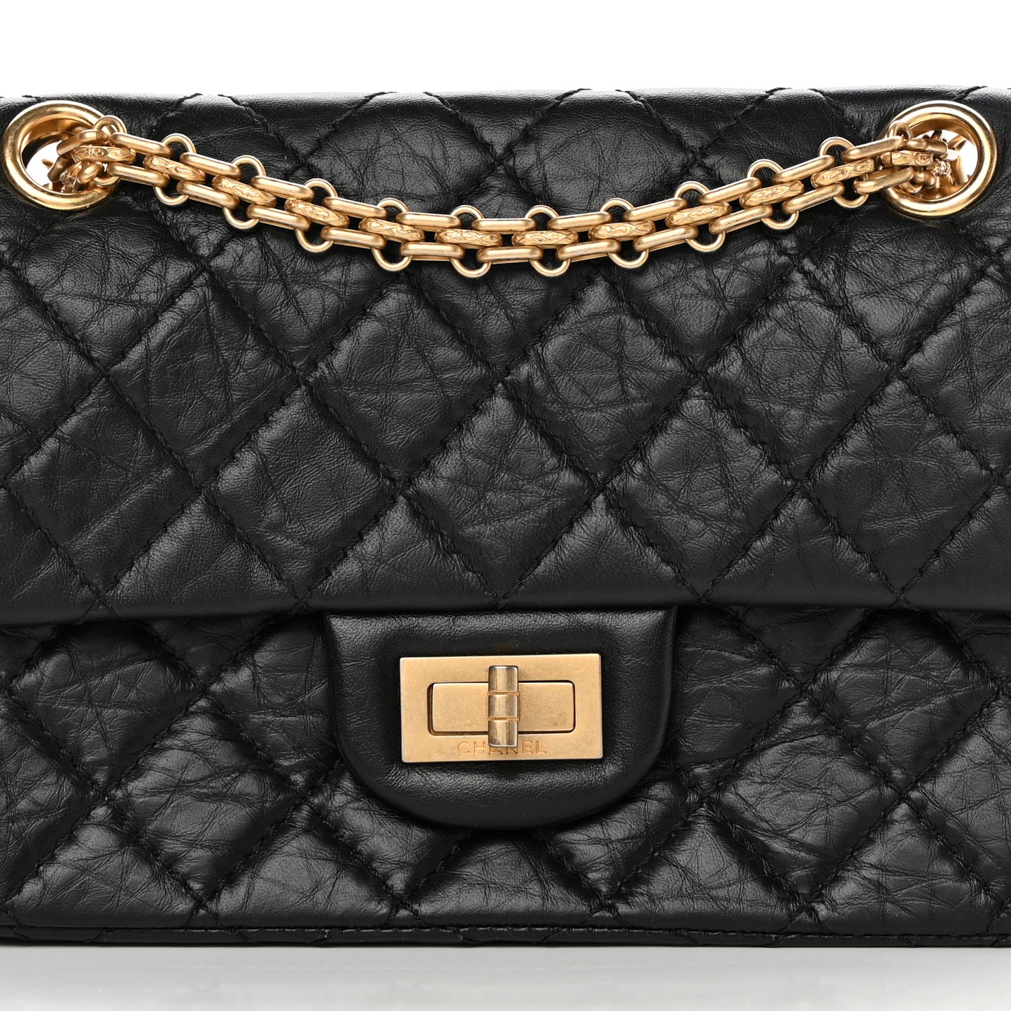 Aged Calfskin Quilted 2.55 Reissue Mini Flap Black