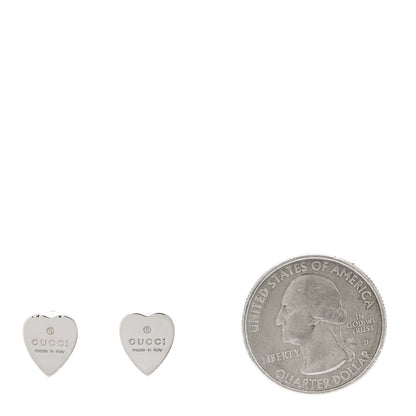 Gucci Sterling Silver Trademark Heart Stud Earrings 2 of 5