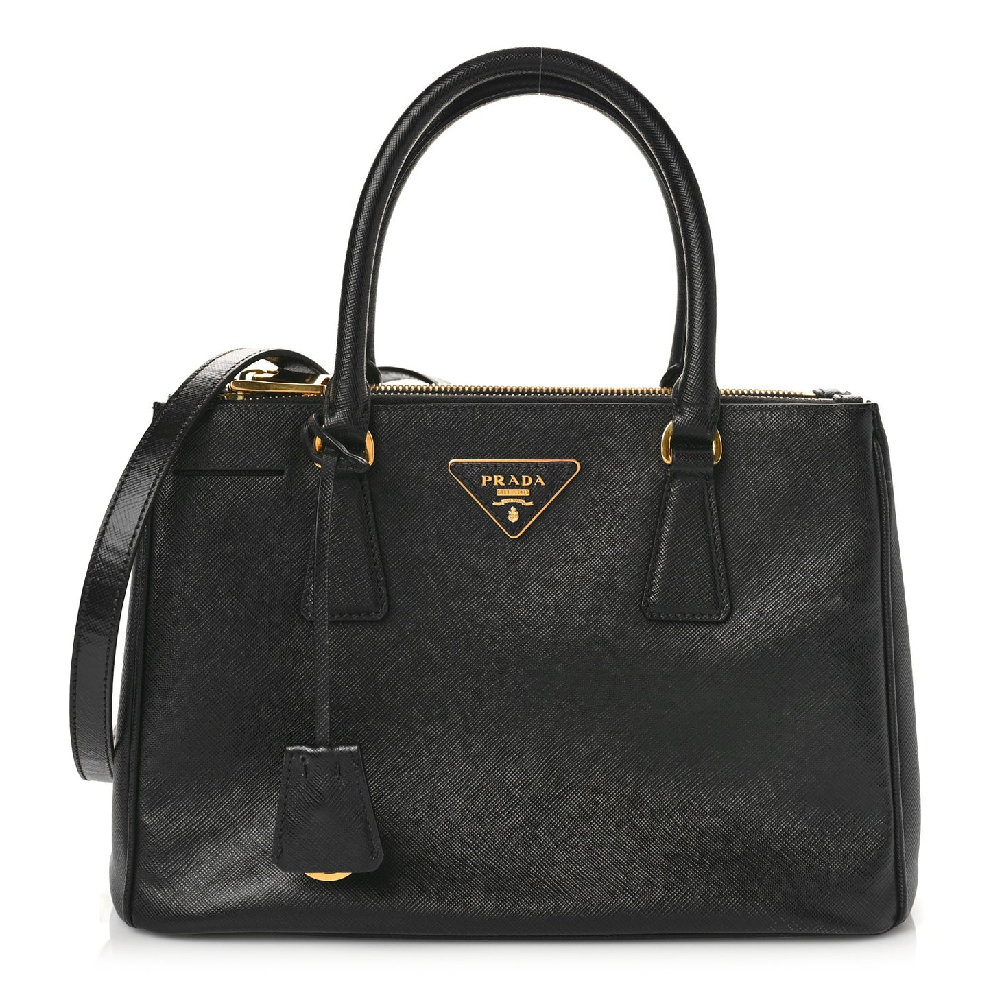 Saffiano Small Galleria Double Zip Tote Black