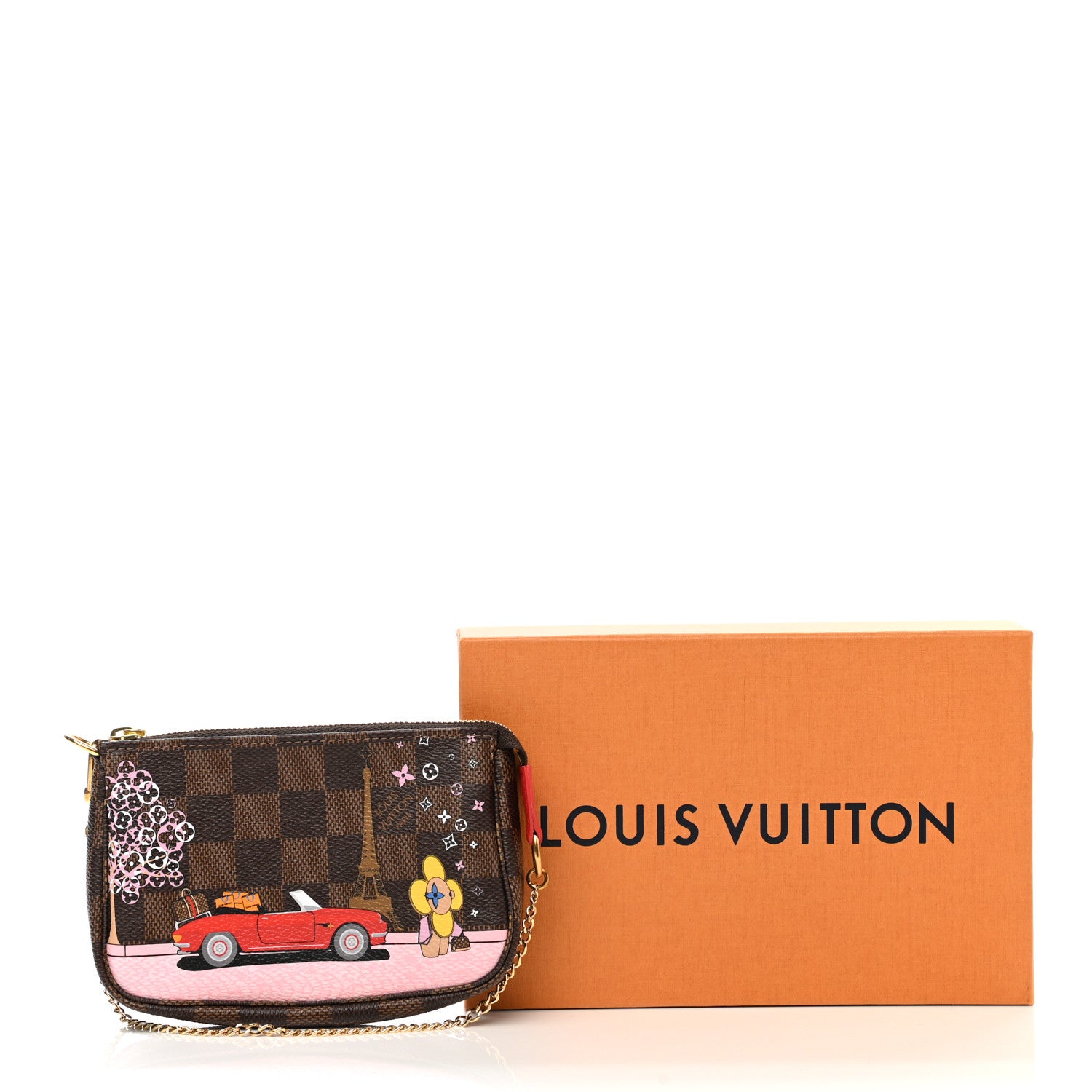 Louis Vuitton Damier Ebene 2019 Christmas Animation Mini Pochette Accessories Red 8 of 8