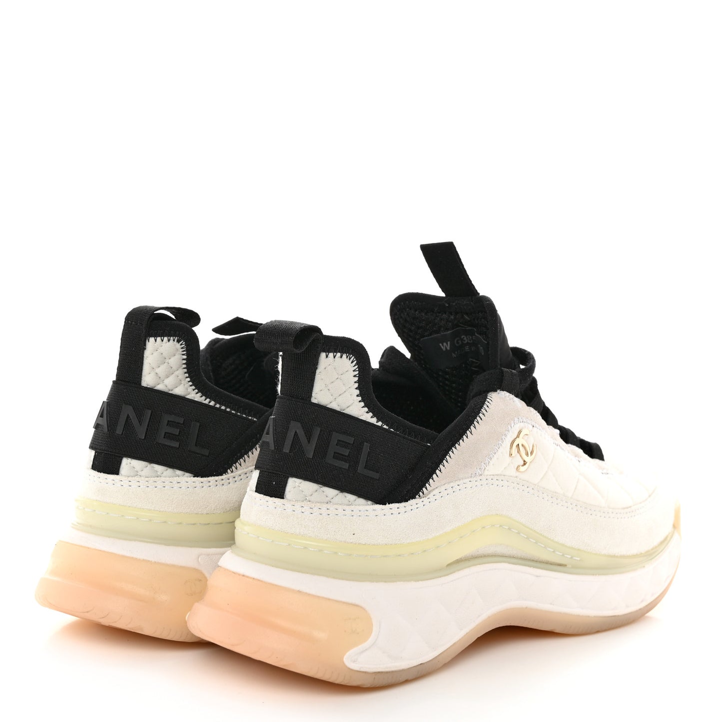 Velvet Calfskin Mixed Fibers CC Sneakers 39 Ivory Black