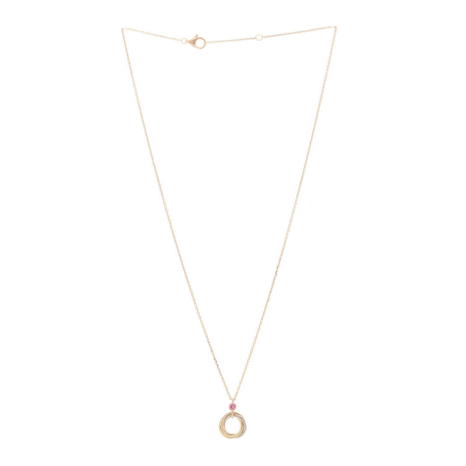Cartier 18K Pink Yellow White Gold Pink Spinel Trinity Pendant Necklace 2 of 4