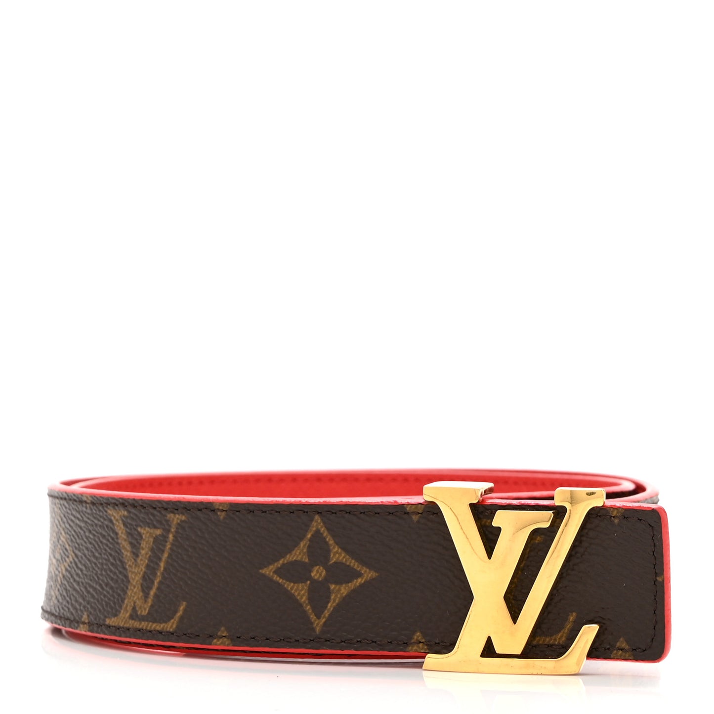 Calfskin Monogram 30mm LV Initiales Reversible Belt 75 30 Coquelicot