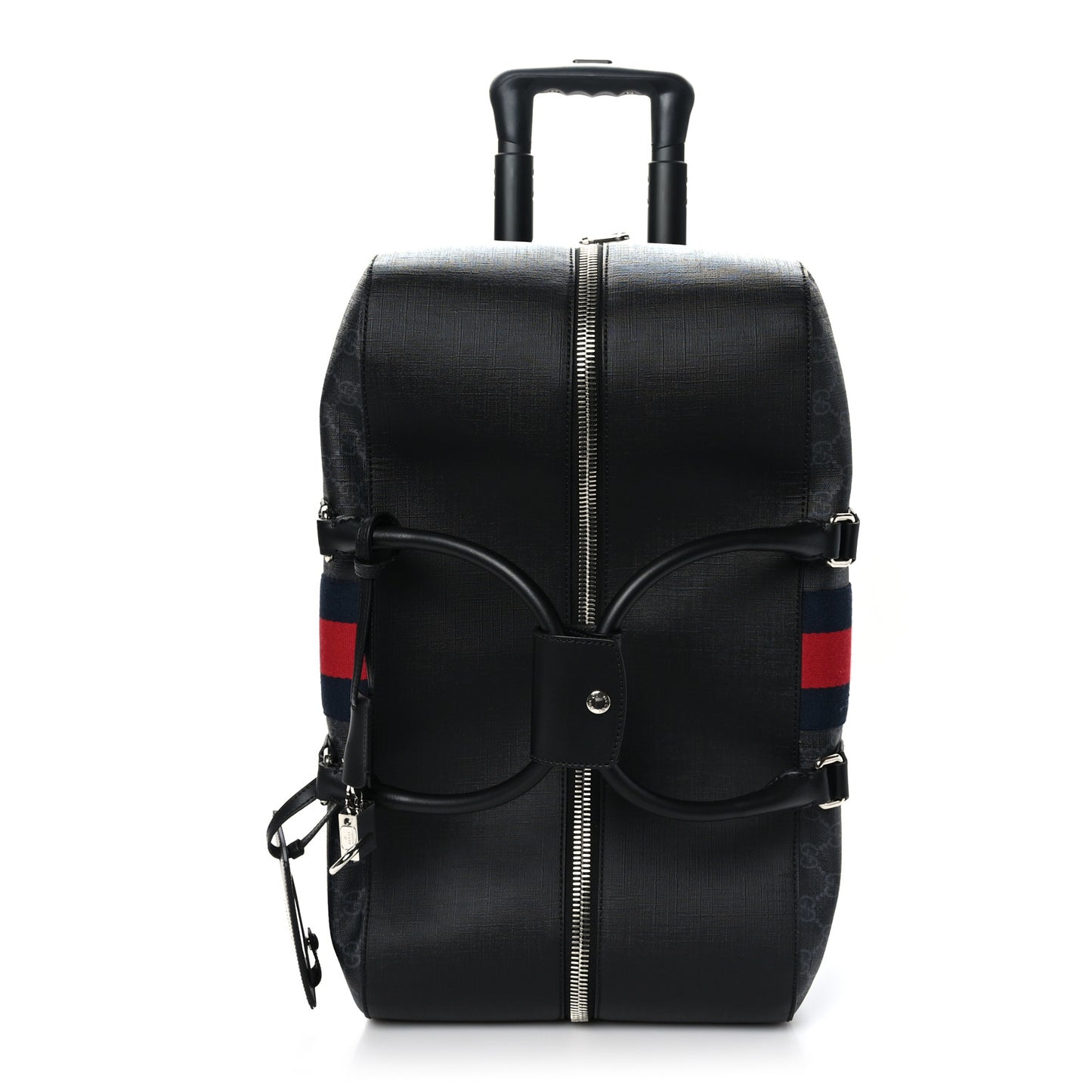 Soft GG Supreme Monogram Web Carry On Duffle With Wheels Black Grey