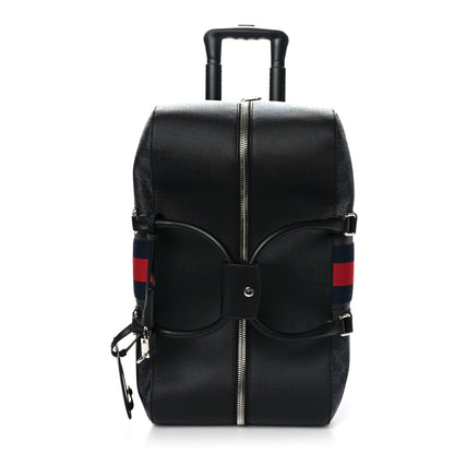 Gucci Soft GG Supreme Monogram Web Carry On Duffle With Wheels Black Grey 1 of 11