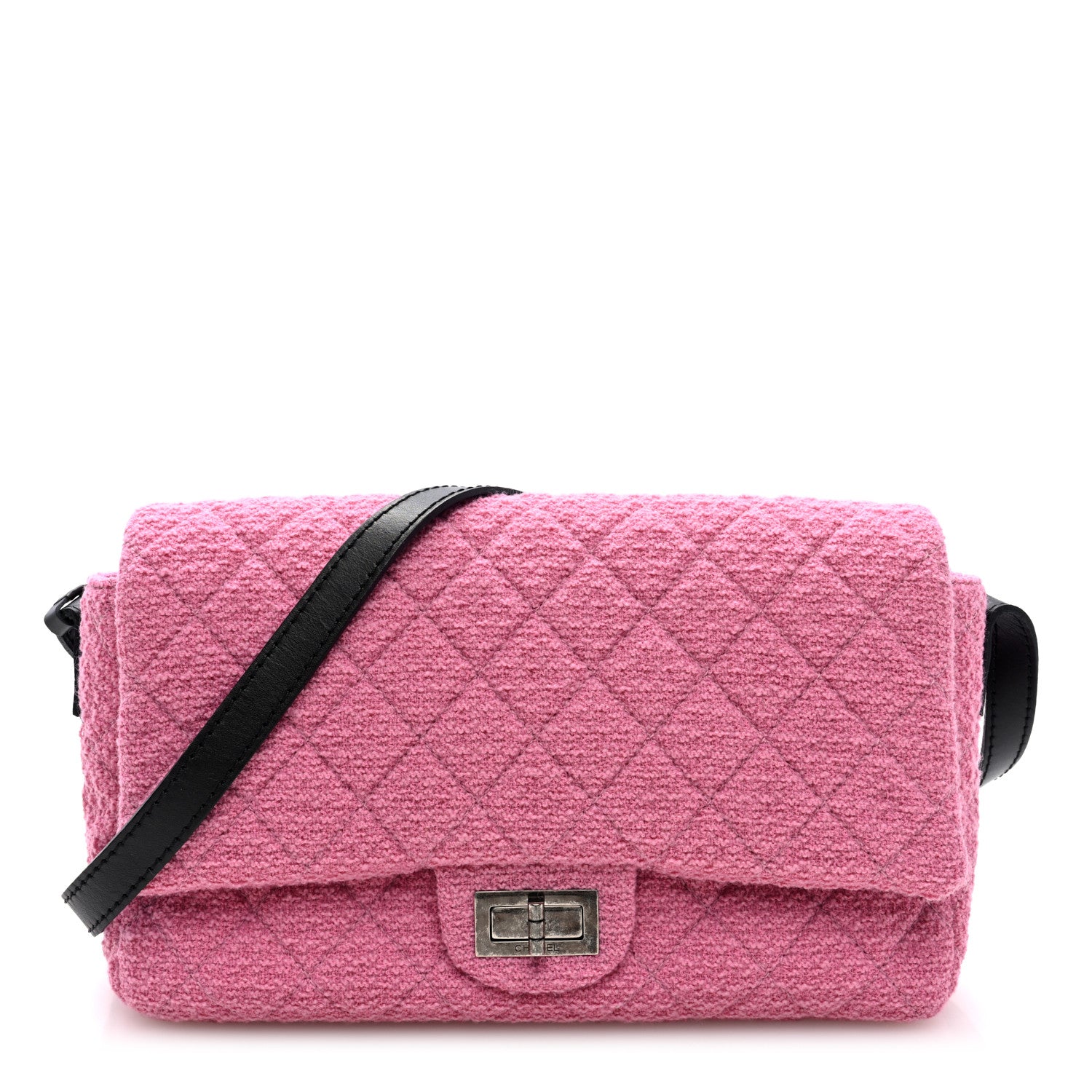 Chanel Easy Tweed Jumbo Reissue Messenger Flap Pink Black 1 of 10