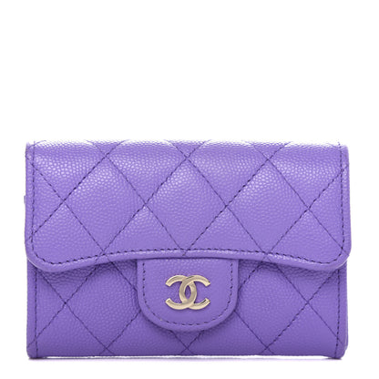 Chanel Caviar Quilted Flap Card Holder Wallet Purple 1 of 9