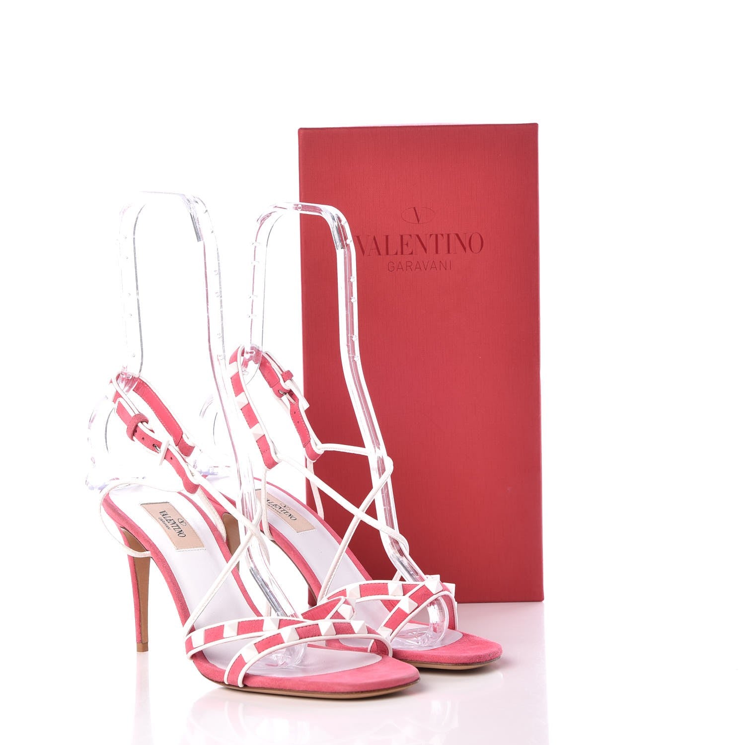 Valentino Garavani Suede Free Rockstud Crisscross Slingback 85mm Sandals 39 Shadow Pink Optic White 11 of 11