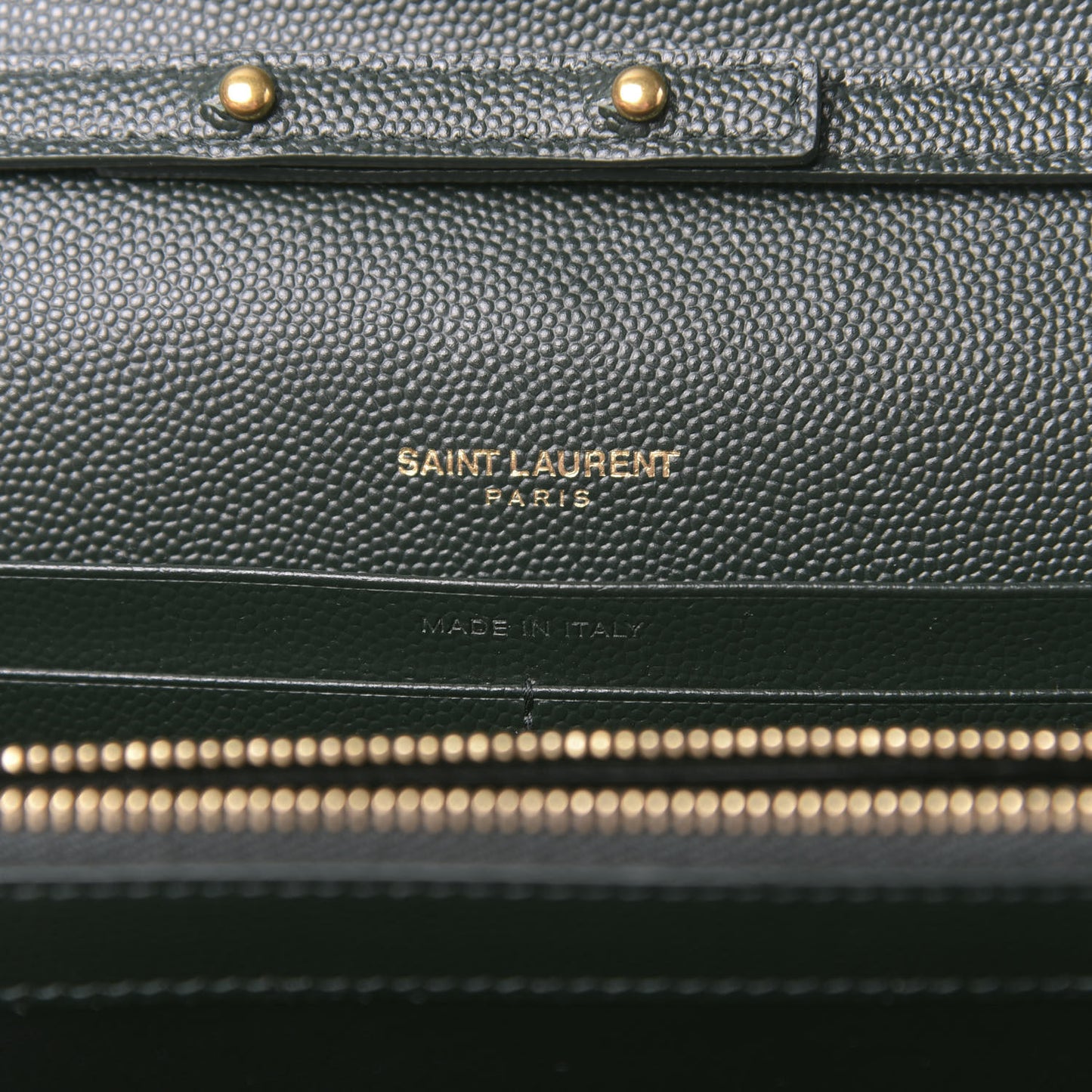 Grain De Poudre Matelasse Chevron Monogram Chain Wallet Dark Green