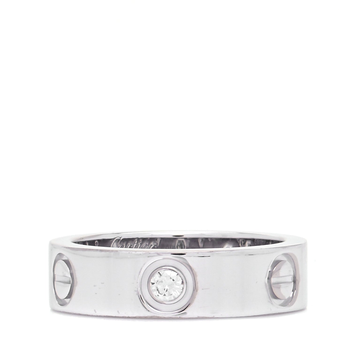 18K White Gold 3 Diamond 5.5mm LOVE Ring 53 6.5