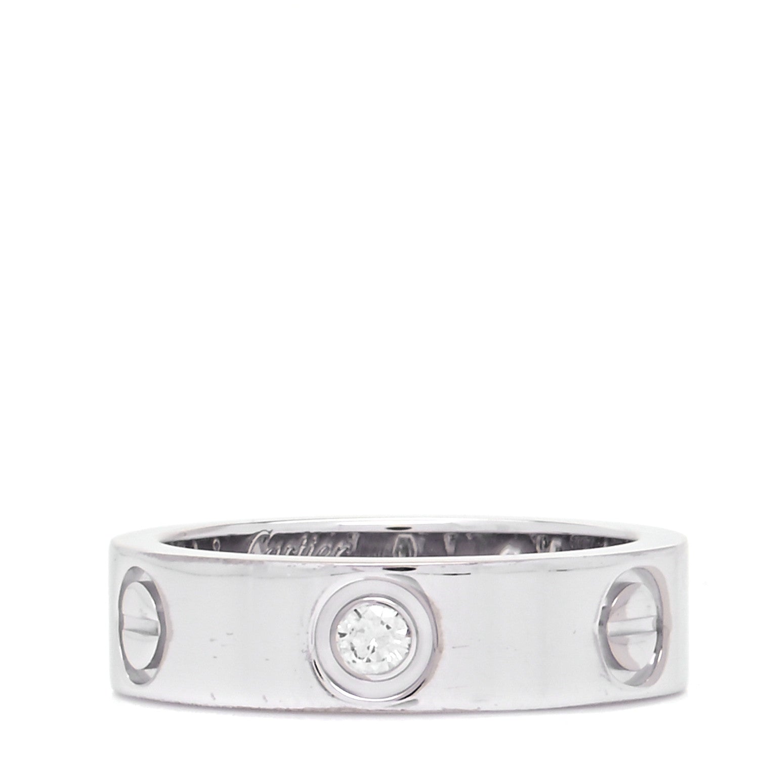 Cartier 18K White Gold 3 Diamond 5.5mm LOVE Ring 53 6.5 3 of 6
