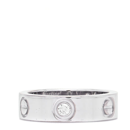 Cartier 18K White Gold 3 Diamond 5.5mm LOVE Ring 53 6.5 3 of 6
