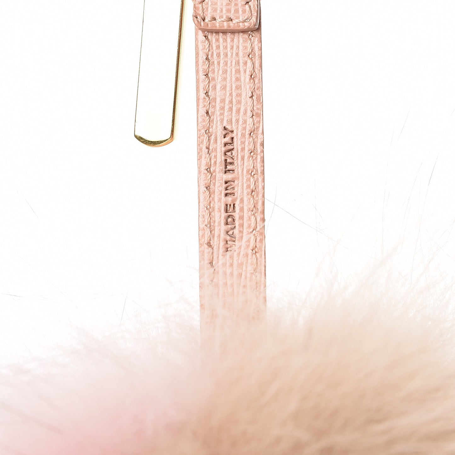 Fox Fur Vitello Elite Bi-Color Pom Pom Bag Charm Rosa Cammello Cipria