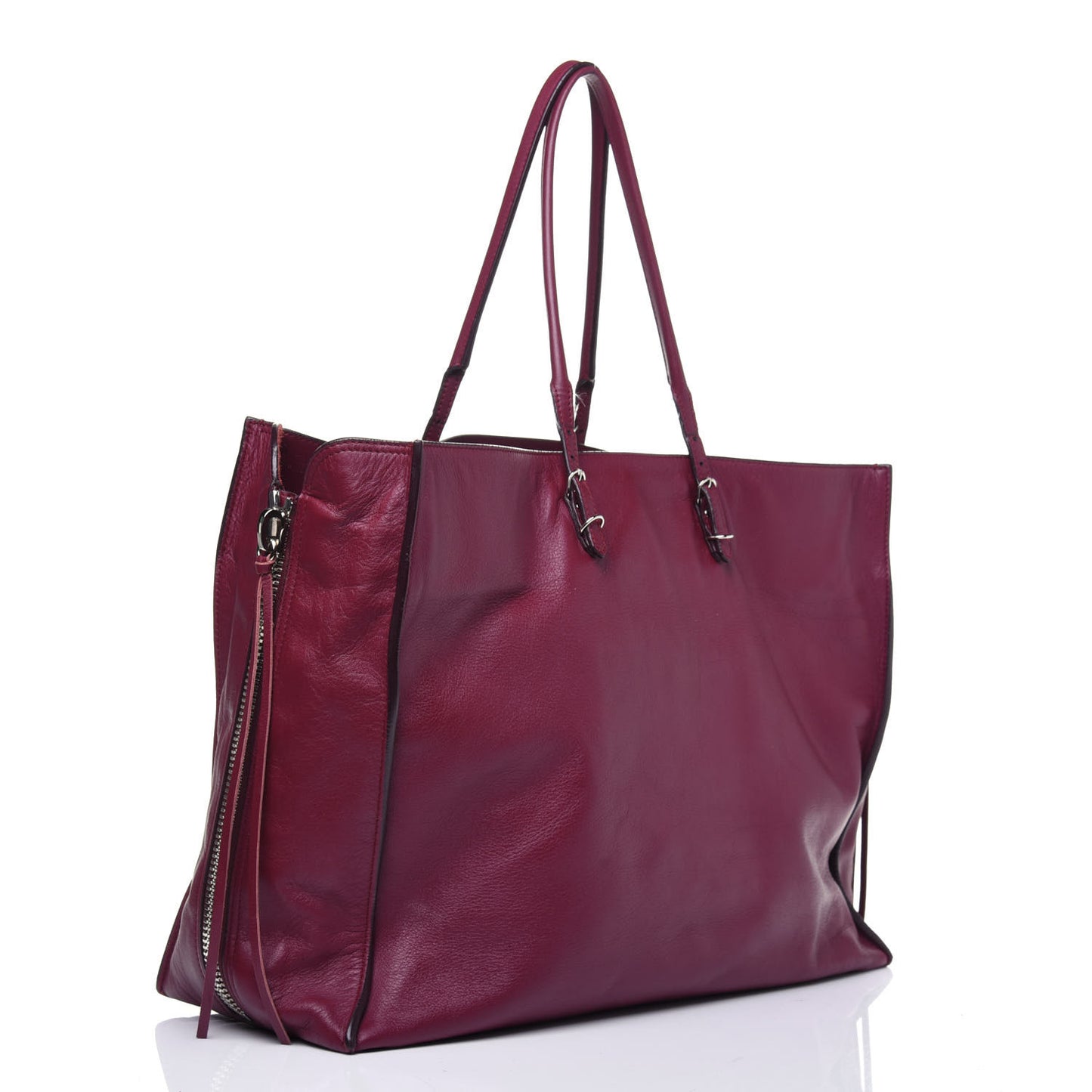 Veau Papier Classic Silver Hardware A4 Zip Around Tote Rouge Pourpre