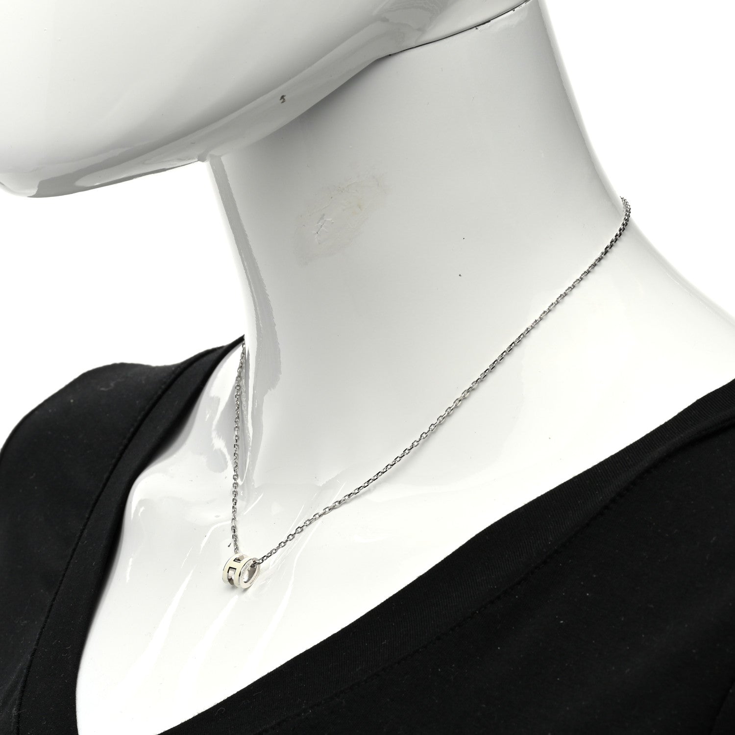 Hermes Palladium Mini Pop H Pendant Necklace Marron Glace 2 of 7
