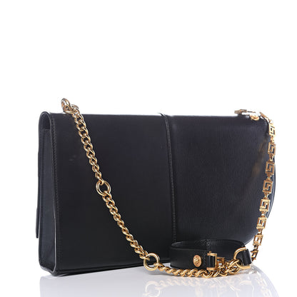 Versace Calfskin Goatskin Medallion Tribute Chain Shoulder Bag Black 2 of 11
