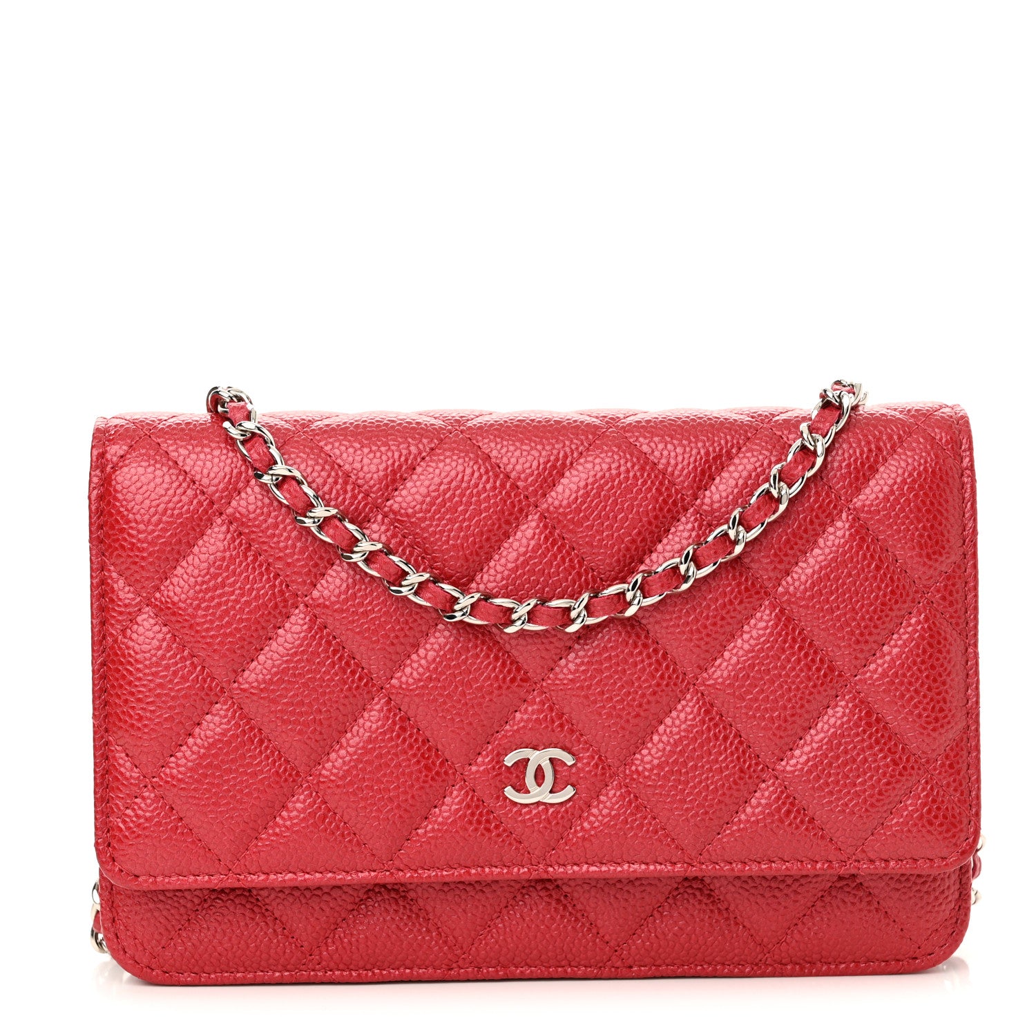 Chanel Caviar Quilted Wallet On Chain WOC Red 1 of 12