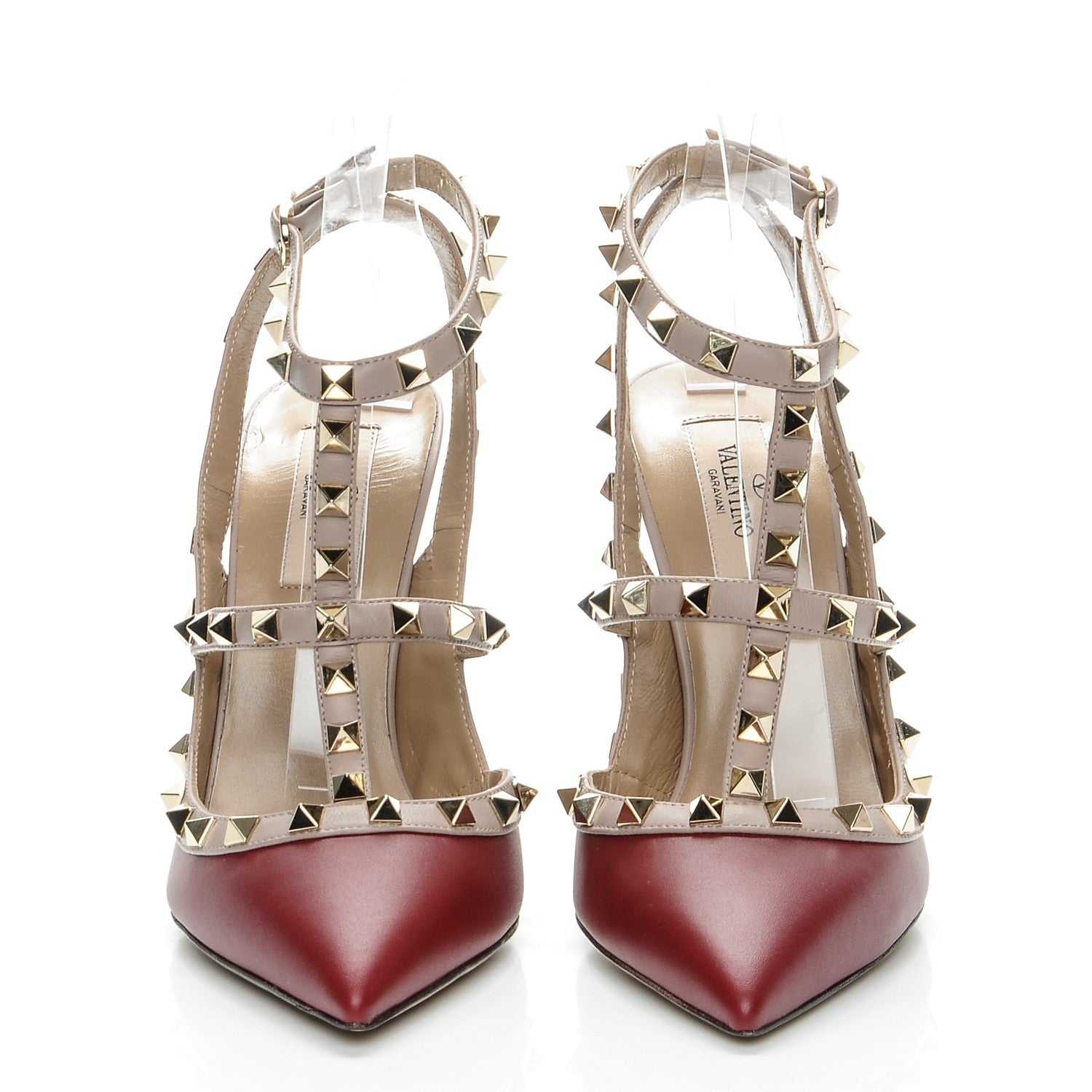Valentino Garavani Calfskin Nappa Rockstud Ankle Strap 100mm Pumps 39 Rubino Poudre 2 of 9