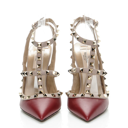 Valentino Garavani Calfskin Nappa Rockstud Ankle Strap 100mm Pumps 39 Rubino Poudre 2 of 9