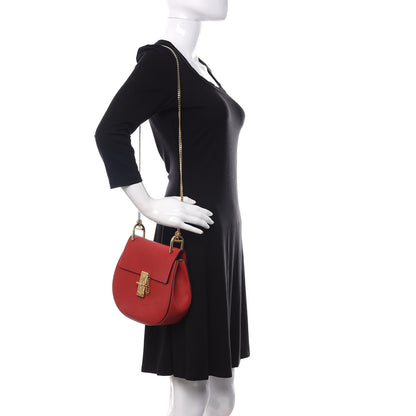 Chloe Grained Lambskin Drew Shoulder Bag Plaid Red 2 of 14