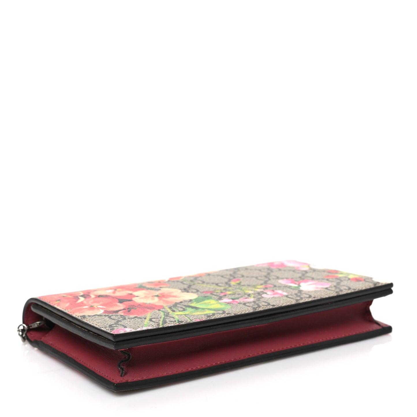GG Supreme Monogram Blooms Chain Wallet Beige Multicolor Dry Rose