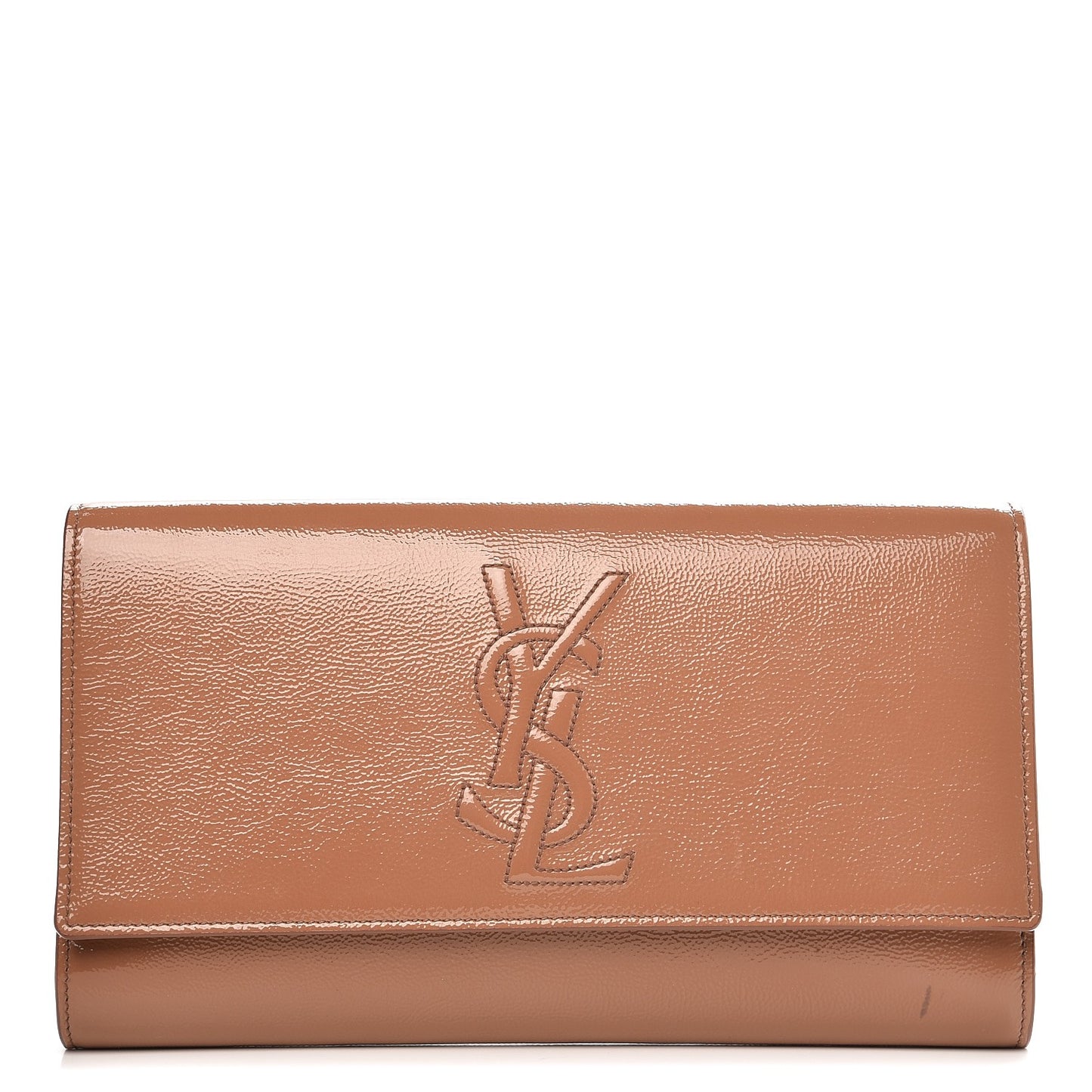 Textured Patent Calfskin Monogram Large Belle De Jour Clutch Nude