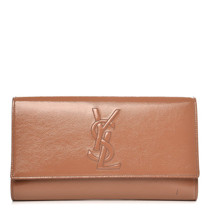 Saint Laurent Textured Patent Calfskin Monogram Large Belle De Jour Clutch Nude 1 of 8