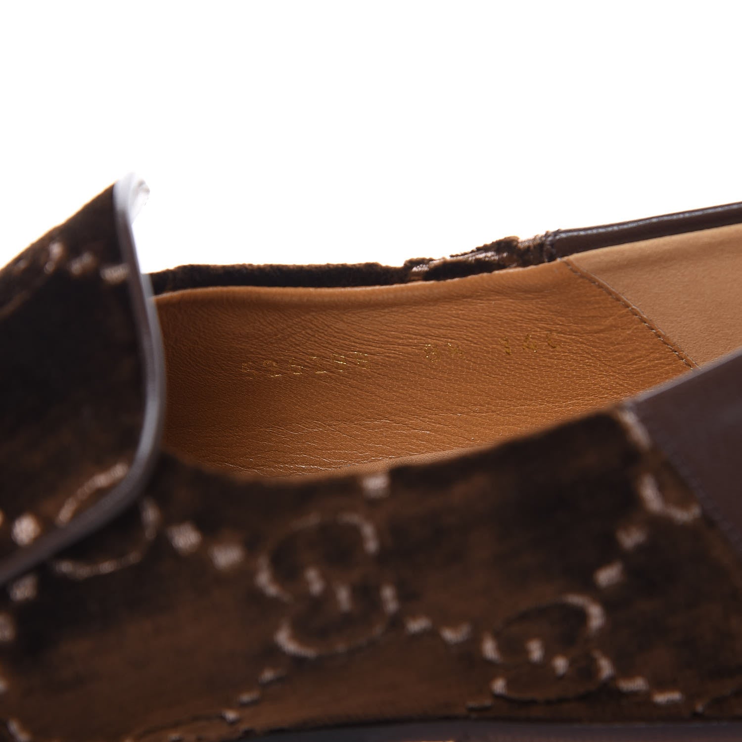 Gucci Velvet GG Monogram Goatskin Mens Horsebit Loafers 8.5 Brown Vintage Cocoa 8 of 10