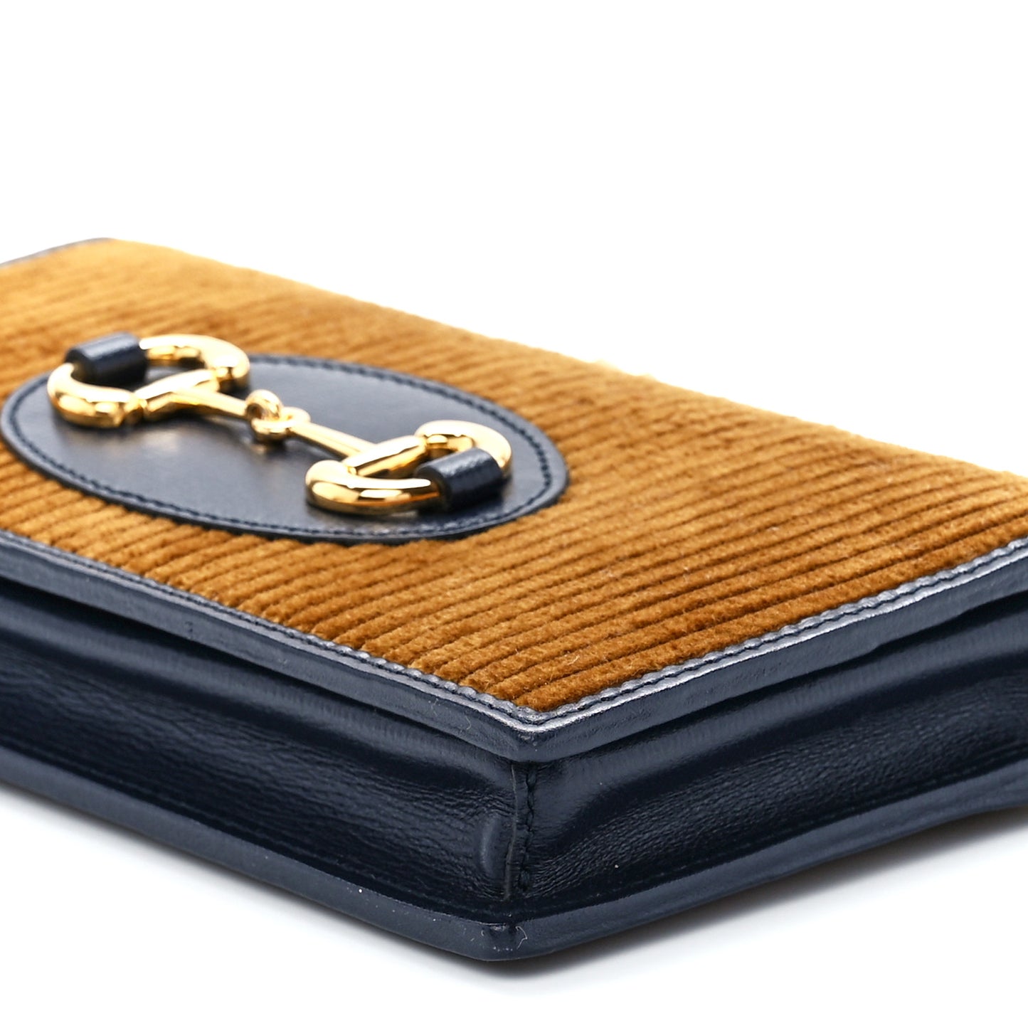 Lanzo Stretch Cord Azalea Calfskin Horsebit 1955 Wallet On Chain New Mud Blue
