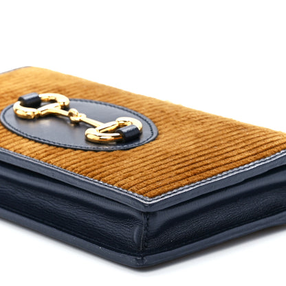 Gucci Lanzo Stretch Cord Azalea Calfskin Horsebit 1955 Wallet On Chain New Mud Blue 11 of 11