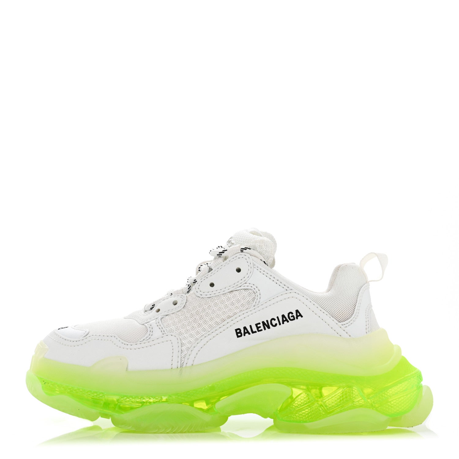 Balenciaga Fabric Mesh Clear Sole Fluo Womens Triple S Sneakers 38 White Fluo Yellow 1 of 8