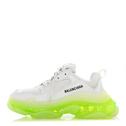 Balenciaga Fabric Mesh Clear Sole Fluo Womens Triple S Sneakers 38 White Fluo Yellow 1 of 8