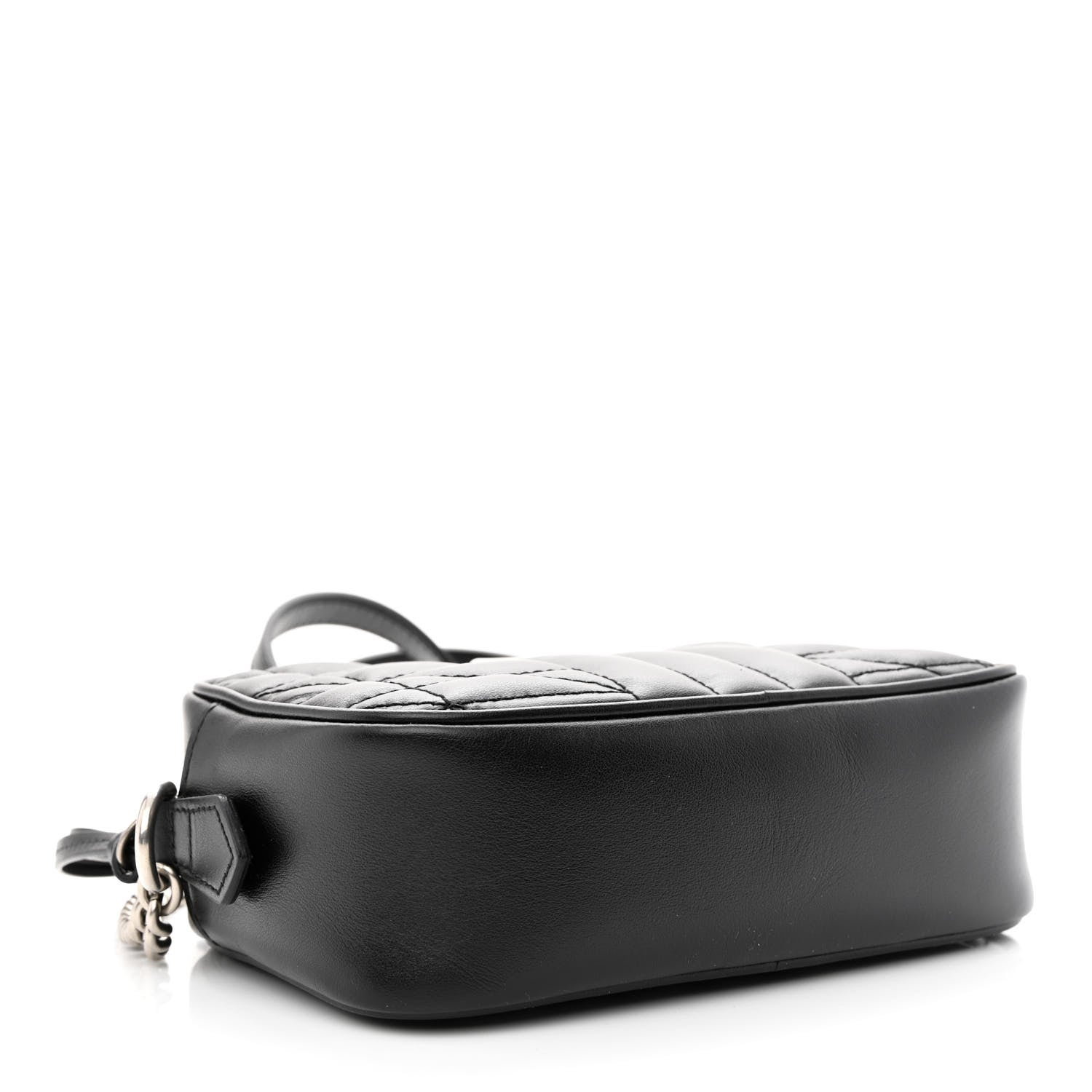Gucci Calfskin Matelasse Aria Mini GG Marmont Chain Shoulder Bag Black 4 of 10