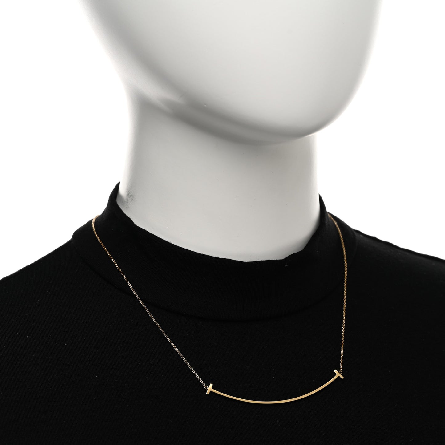 18K Yellow Gold Large T Smile Pendant Necklace