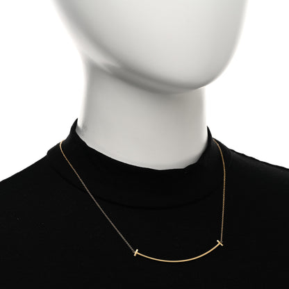 Tiffany 18K Yellow Gold Large T Smile Pendant Necklace 2 of 5