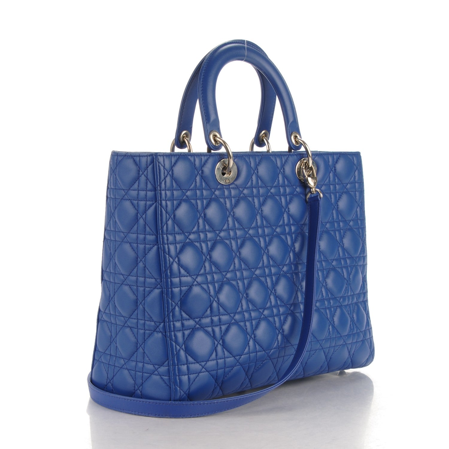 Christian Dior Lambskin Cannage Large Lady Dior Royal Blue 3 of 9