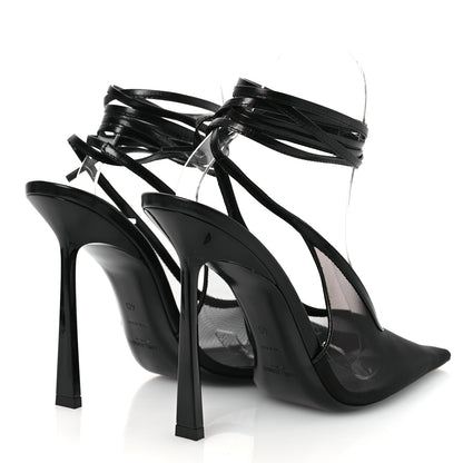 Saint Laurent Tulle Mesh Lambskin Oxails 110 Ankle Tie Pumps 40 Black 5 of 11
