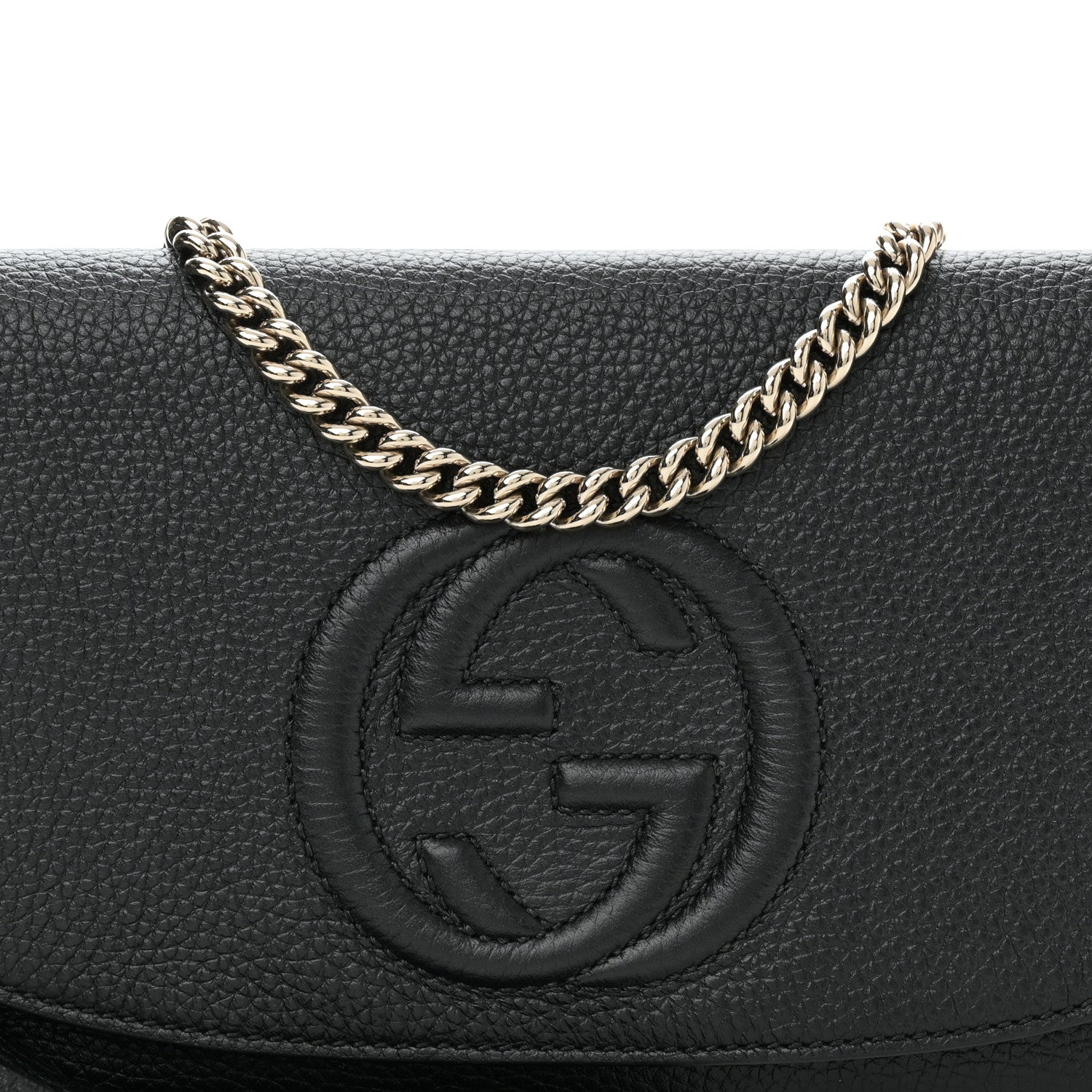 Gucci Pebbled Calfskin Medium Soho Flap Crossbody Black 8 of 10